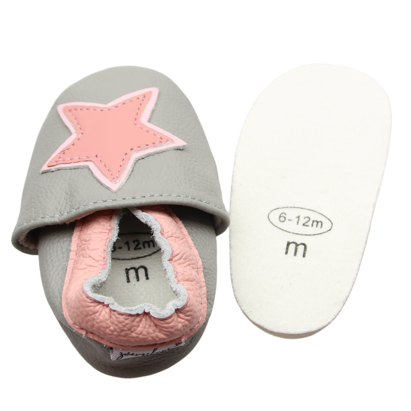 Leather finch 12-18 mt. star pink:gray