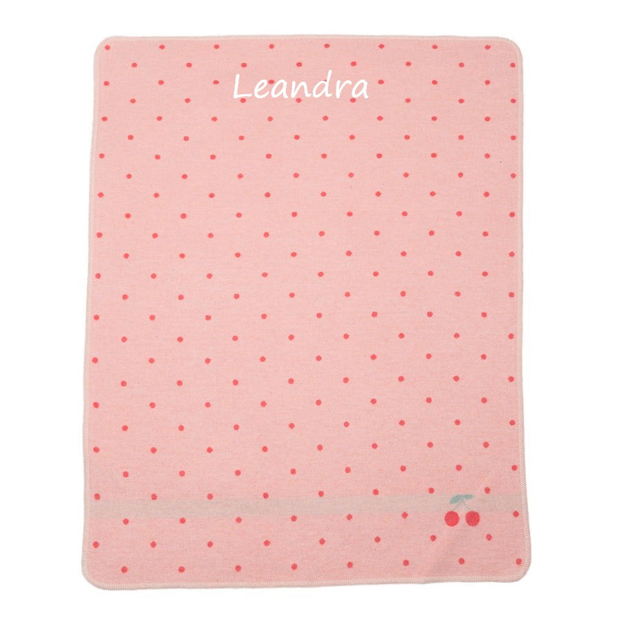 Baby blanket dots and cherry pink