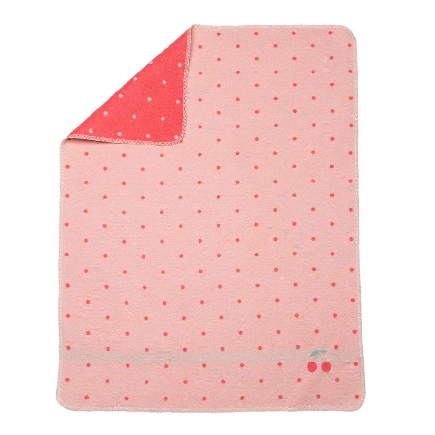 Baby blanket dots and cherry pink
