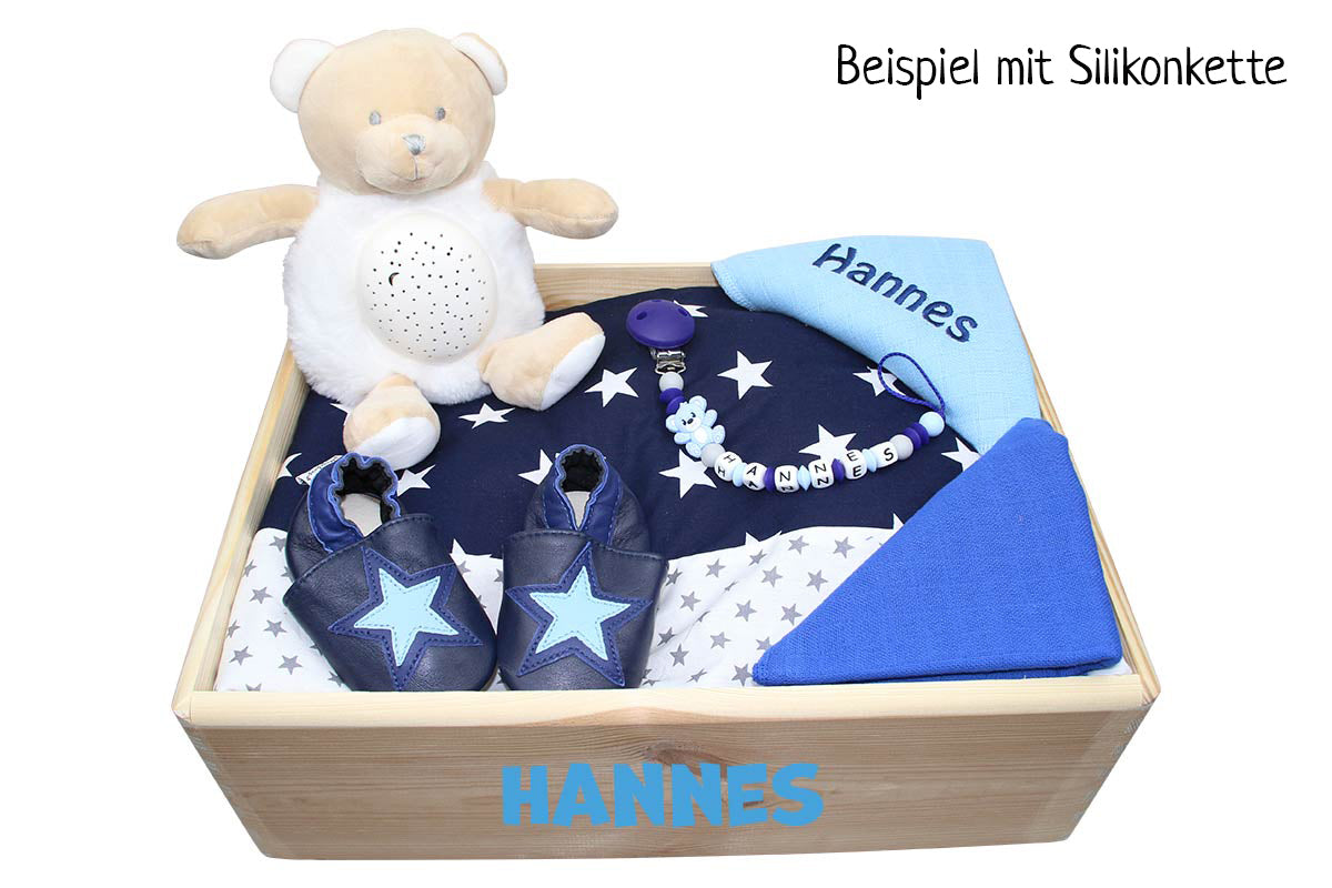 Geschenkkiste GROSS blau:grau