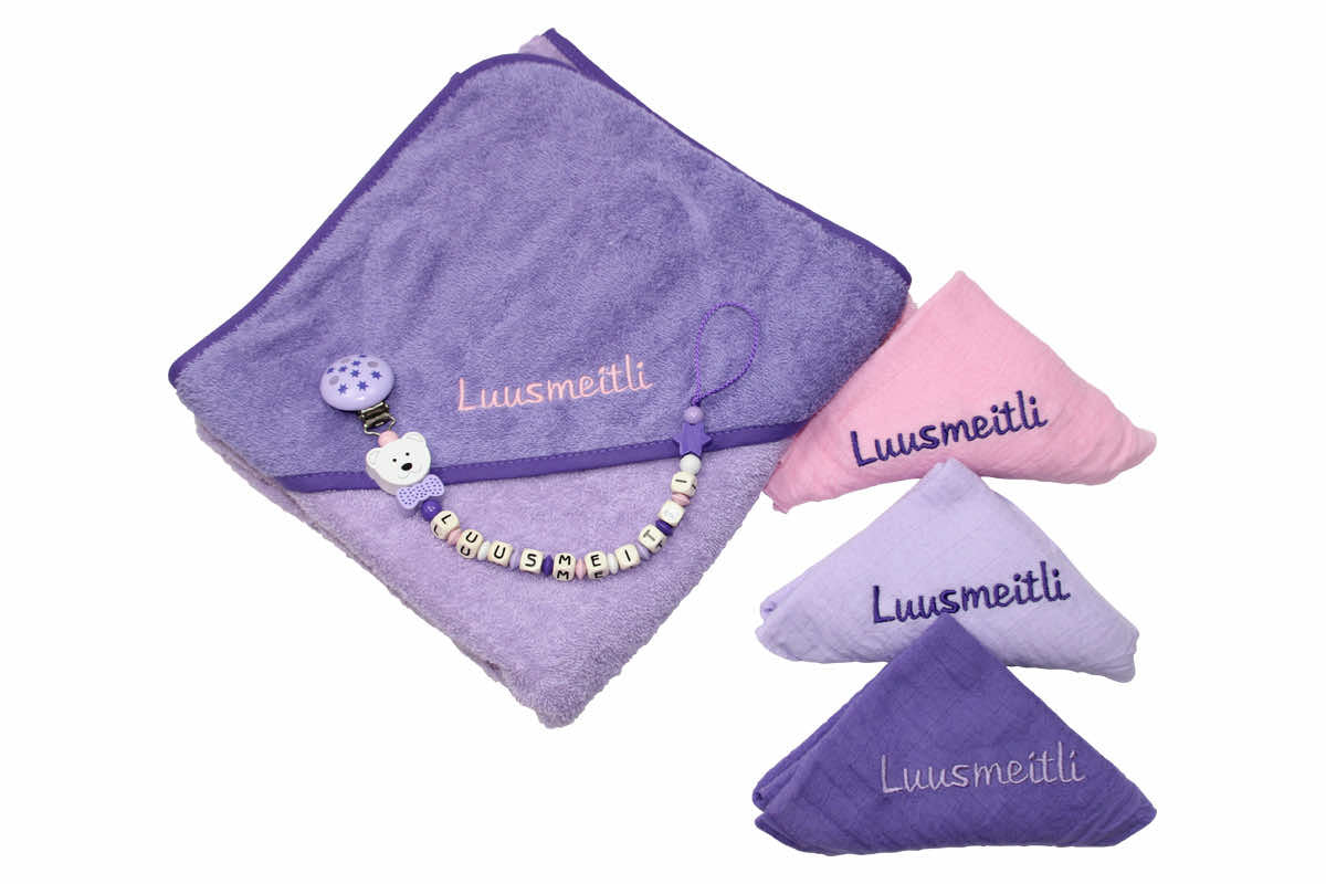Gift set hooded towel large lilac:purple