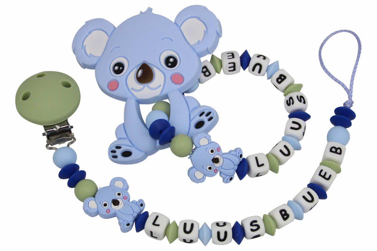 SILIKON Set cadeau Koala bleu pastel:vert tilleul
