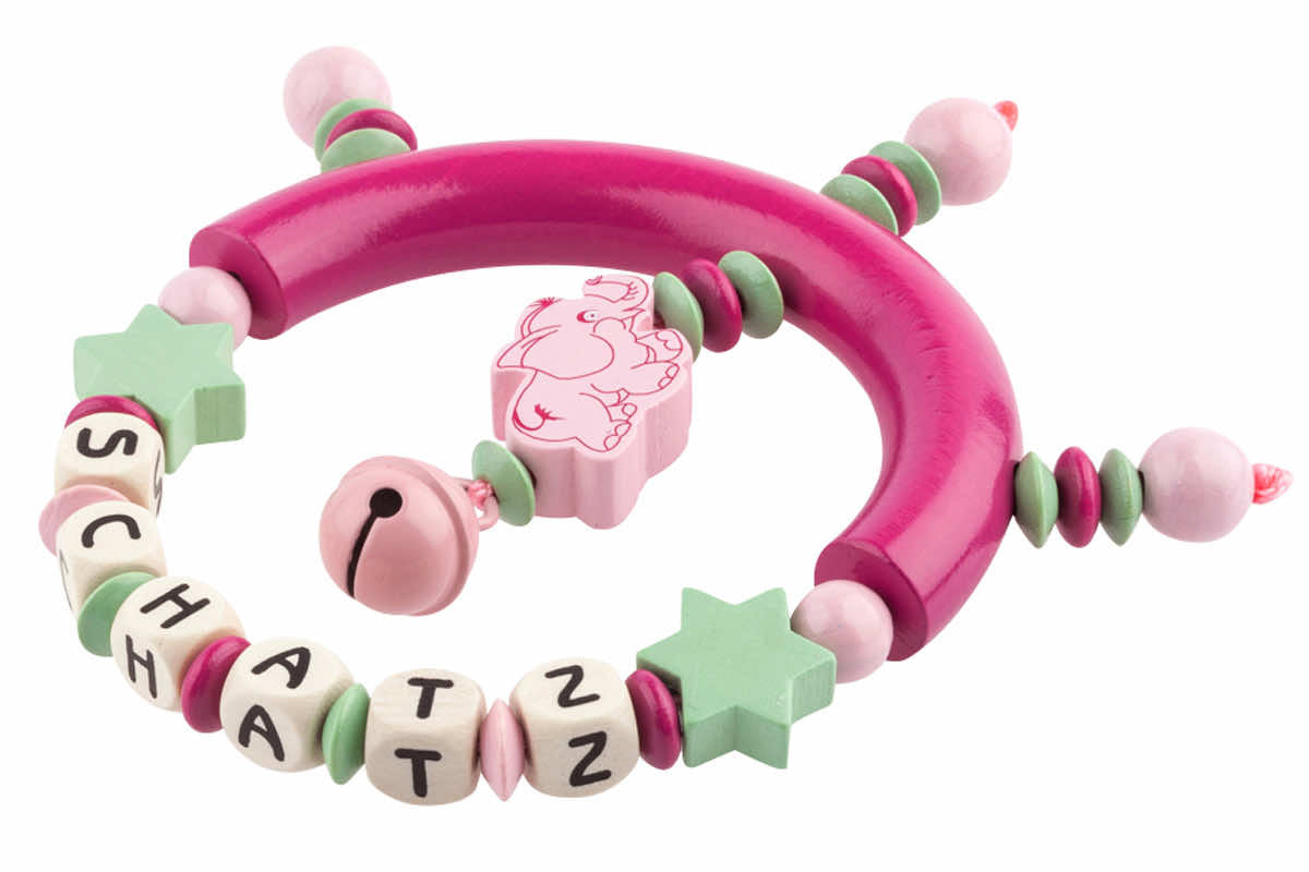Grasping toy elephant pastel pink:dark pink:mint