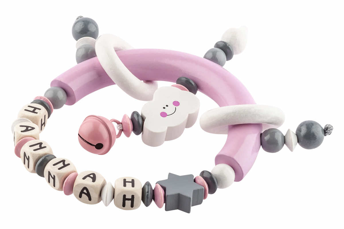 Grasping toy cloud and star pastel pink:gray