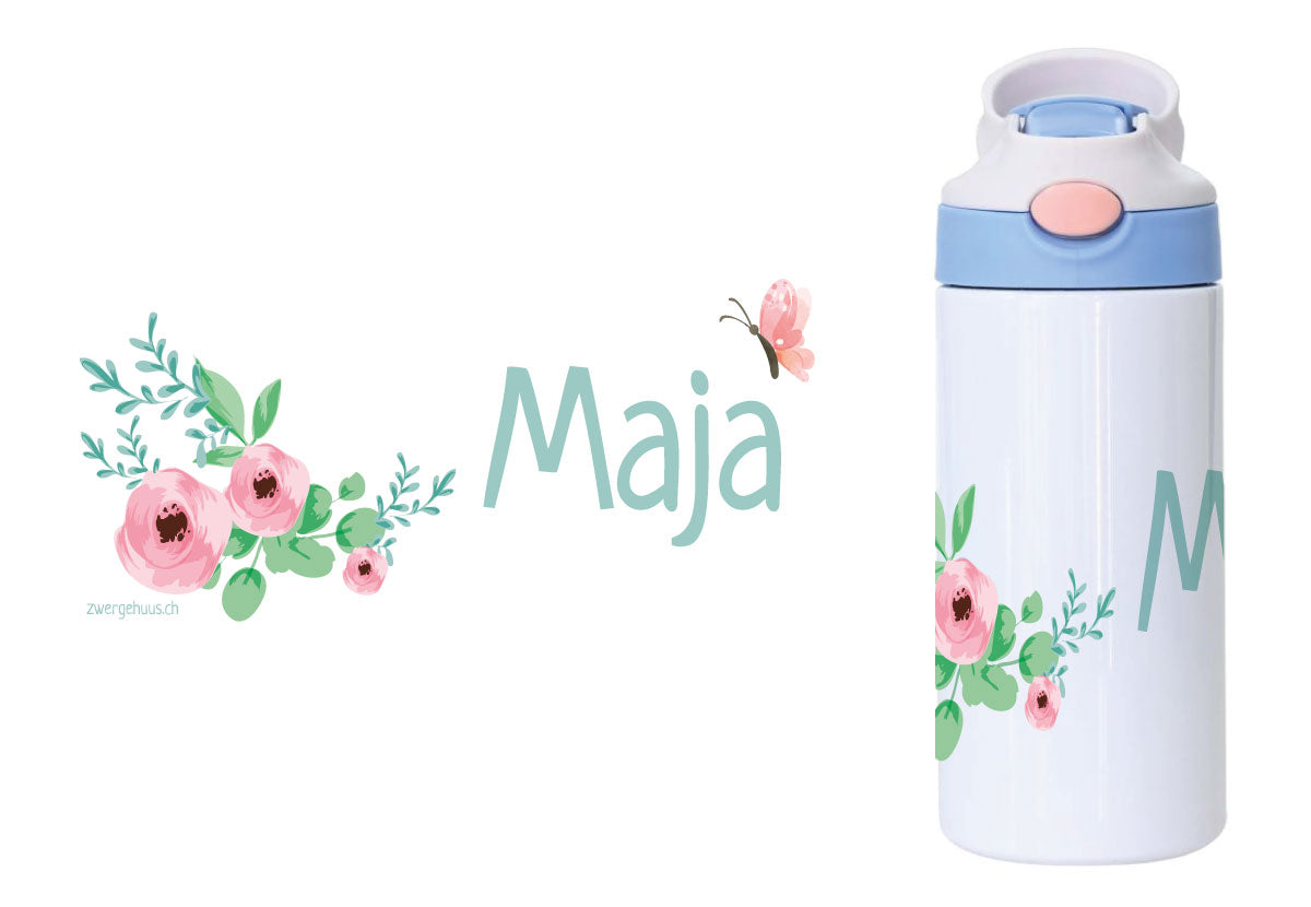 Drinking bottle with click closure Flowers