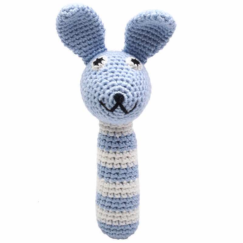 Crochet rattle rabbit pastel blue