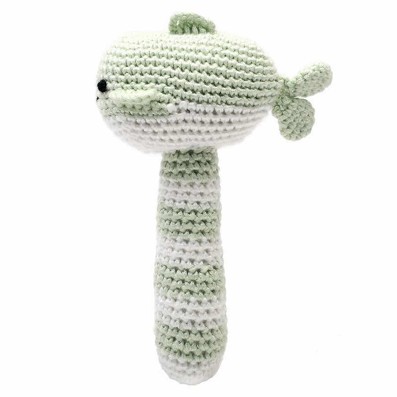 Crochet rattle whale lime green