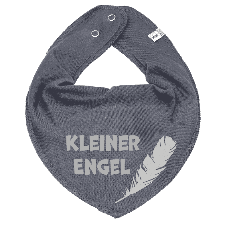Triangular scarf printed with name and feather