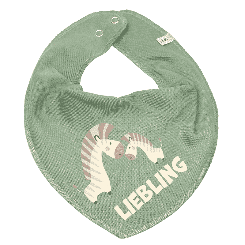 Triangular scarf printed with name and zebra