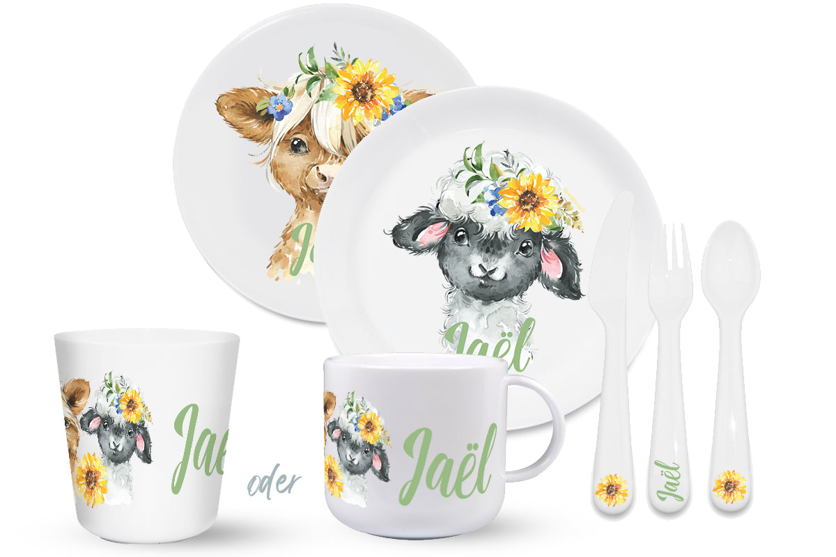 Tableware set Highland animals