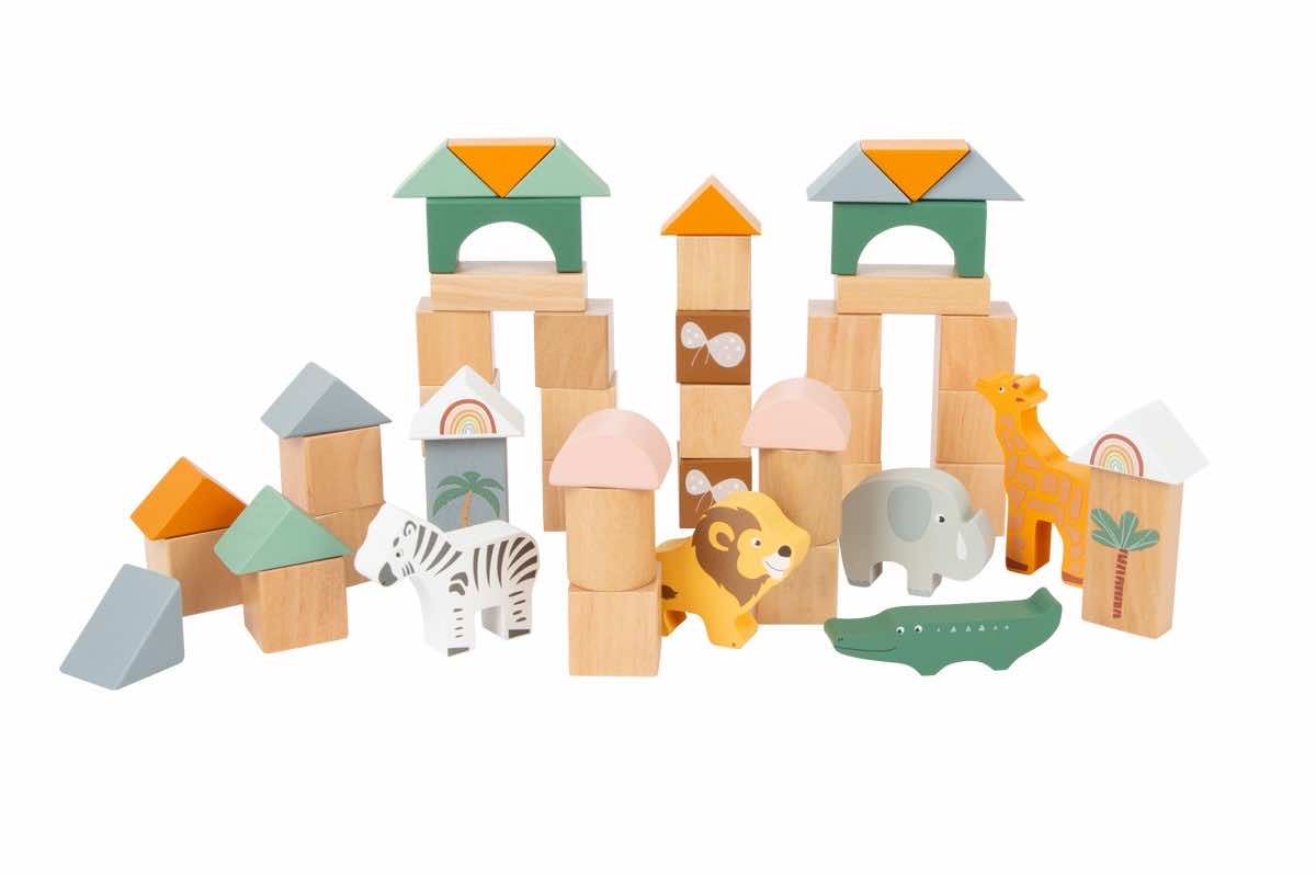 Safari wooden building blocks