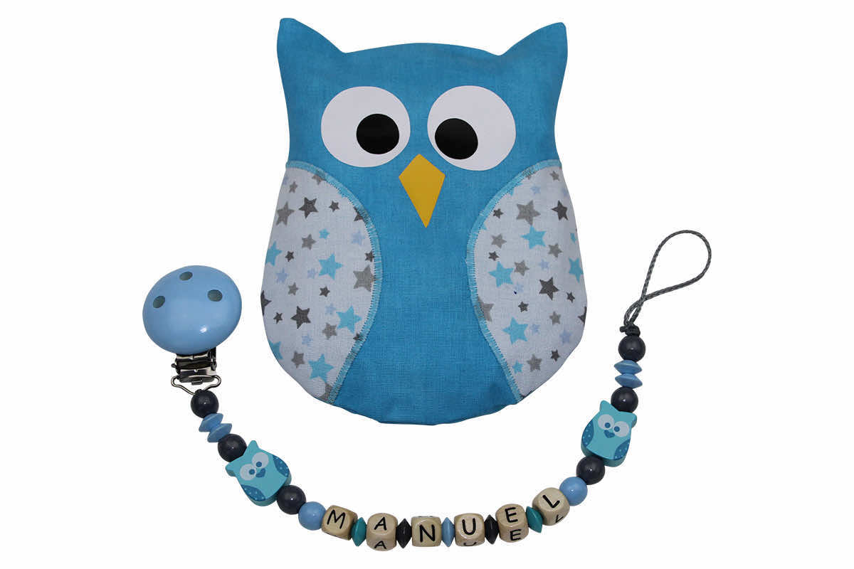 Owl gift set light blue