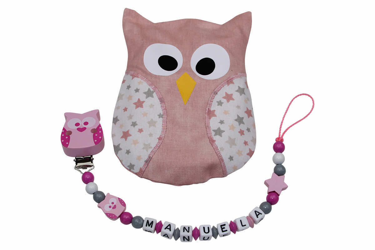 Gift set owl pastel pink