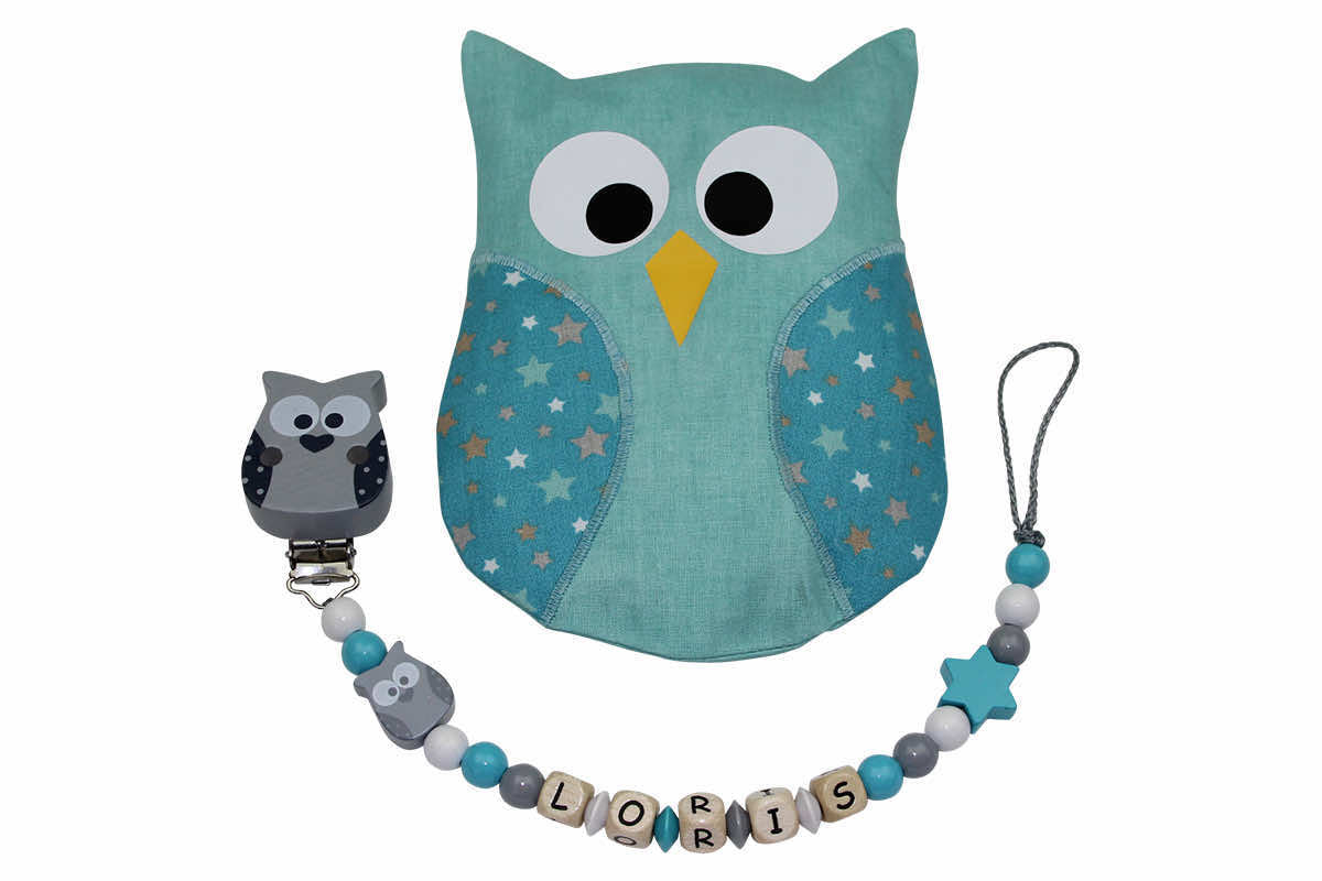 Gift set owl turquoise