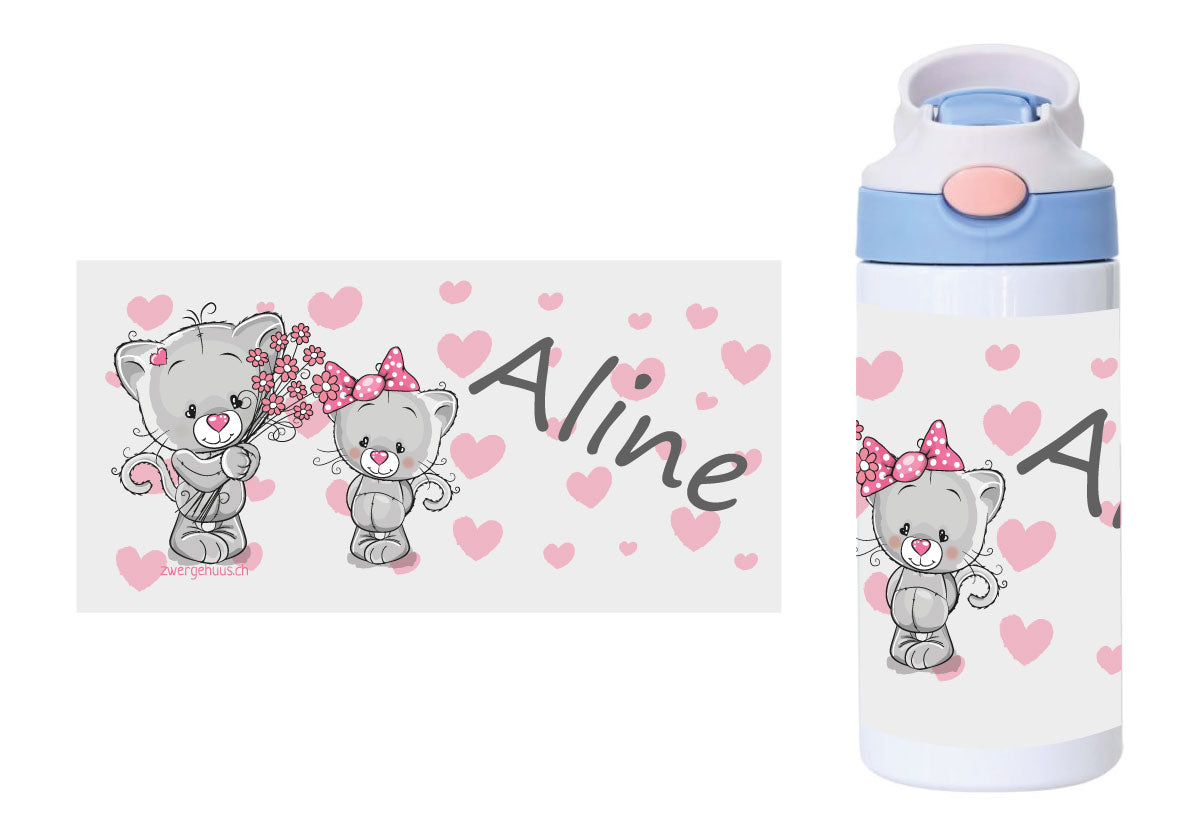 Drinking bottle with click closure kitten