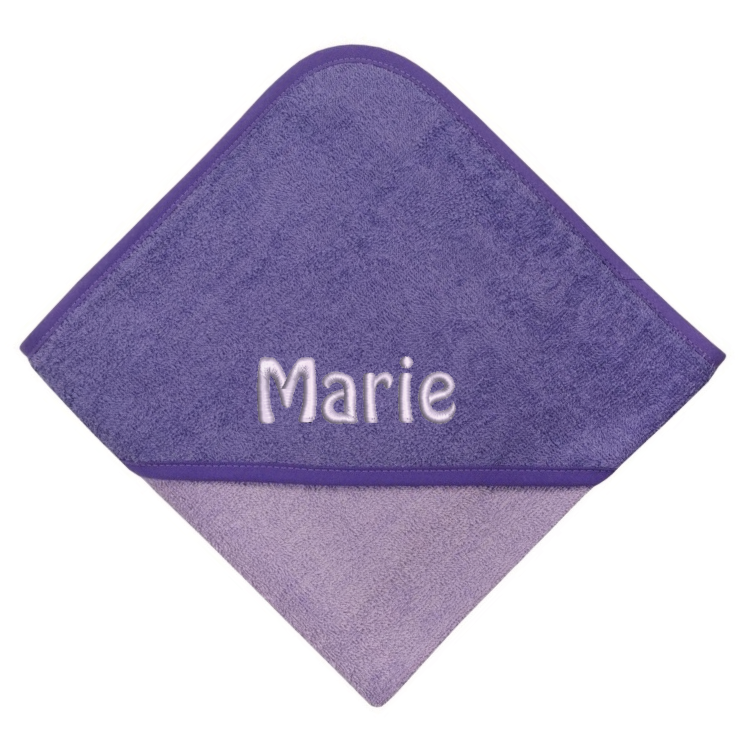 Hooded bath towel embroidered with name