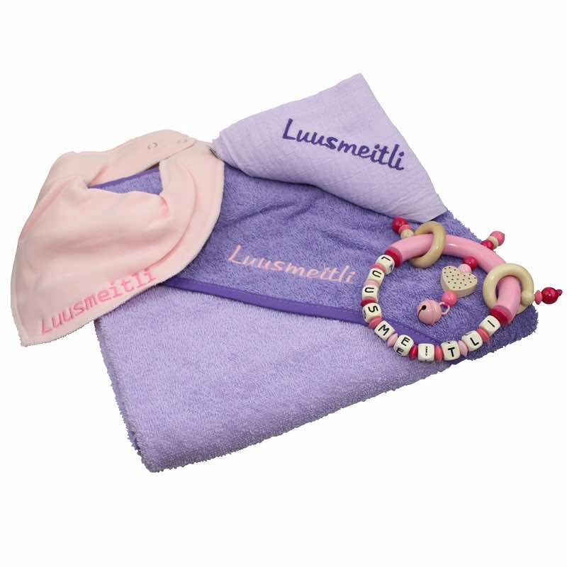 Hooded scarf set Nuscheli and triangular scarf heart