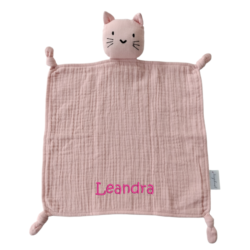 Cuddle cloth muslin cat pastel pink