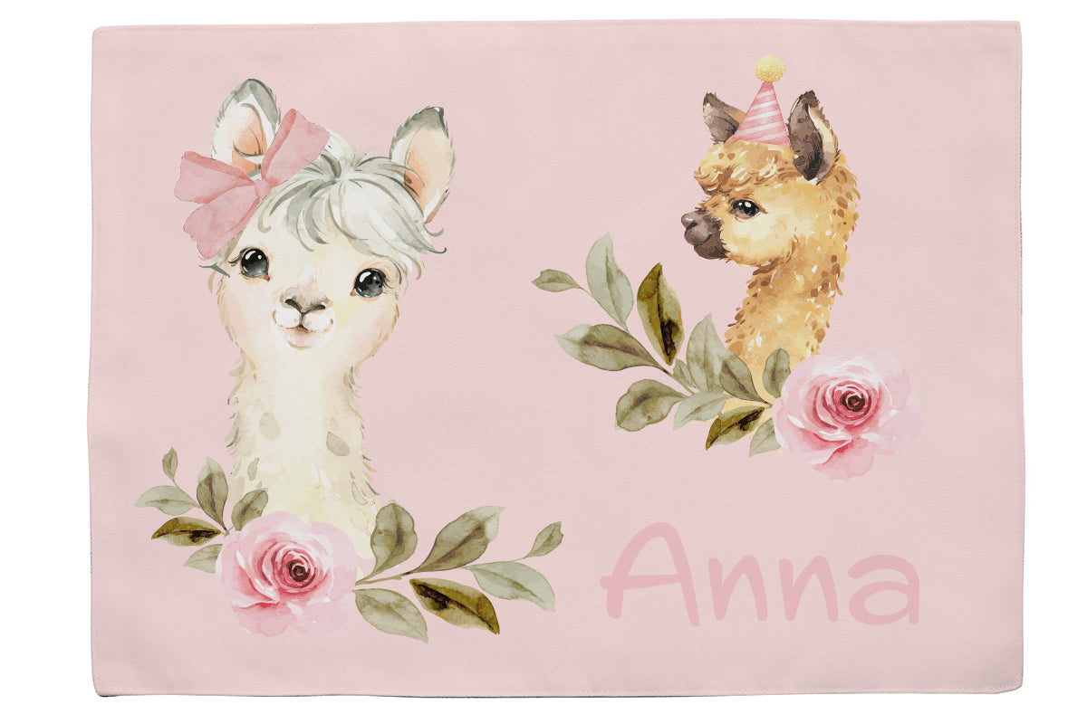 Fabric placemat llama party