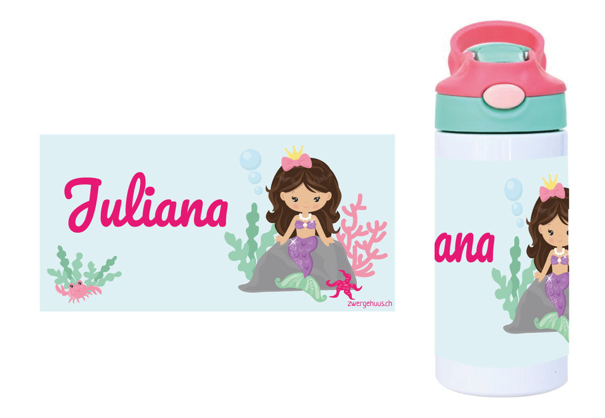 Drinking bottle with click closure mermaid