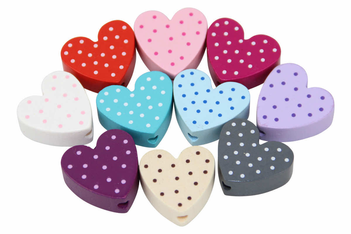 % motif beads SMALL polka dot hearts