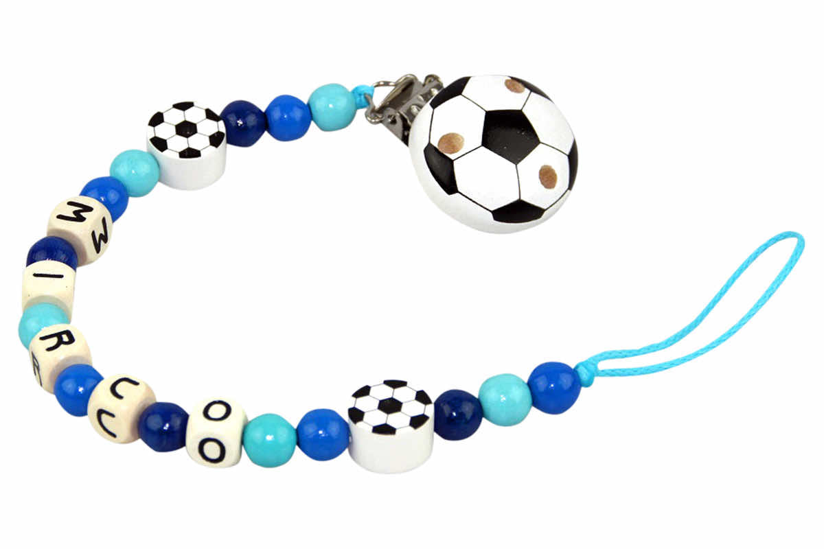 Nuggikette with name football turquoise:blue