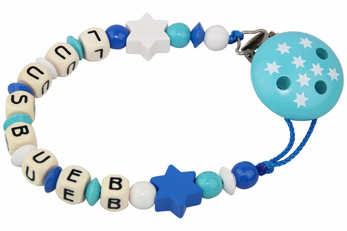 Nuggikette with name stars blue:turquoise