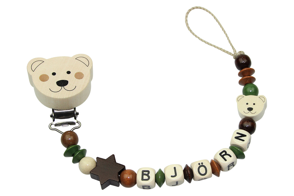 Nuggikette with name bear clip nature