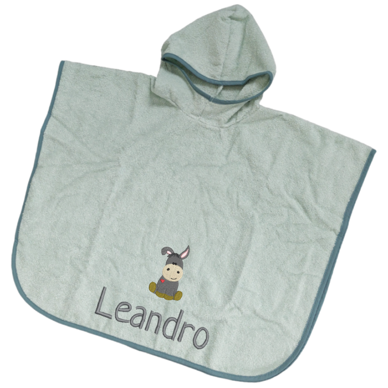 Bathing poncho embroidered with motif and name