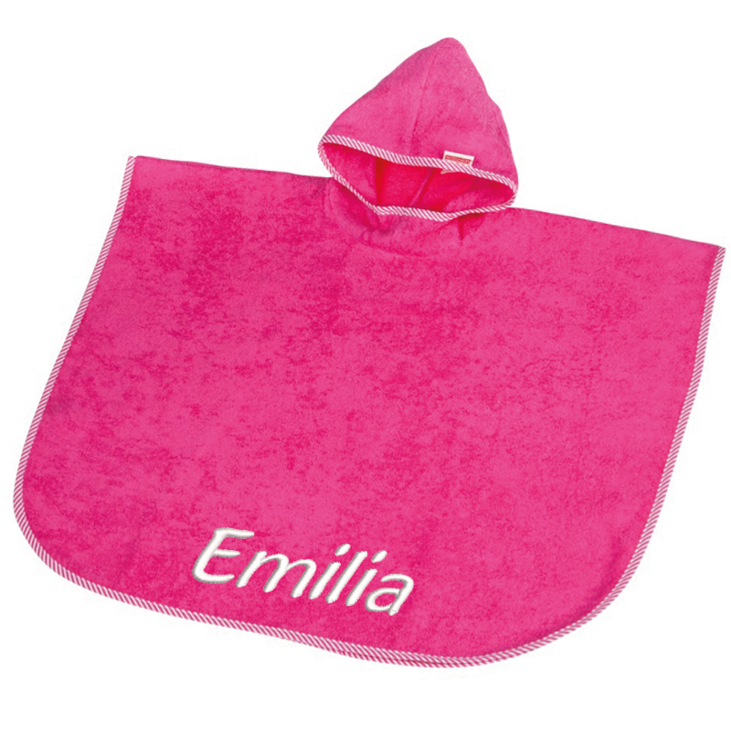 Bathing poncho embroidered with name