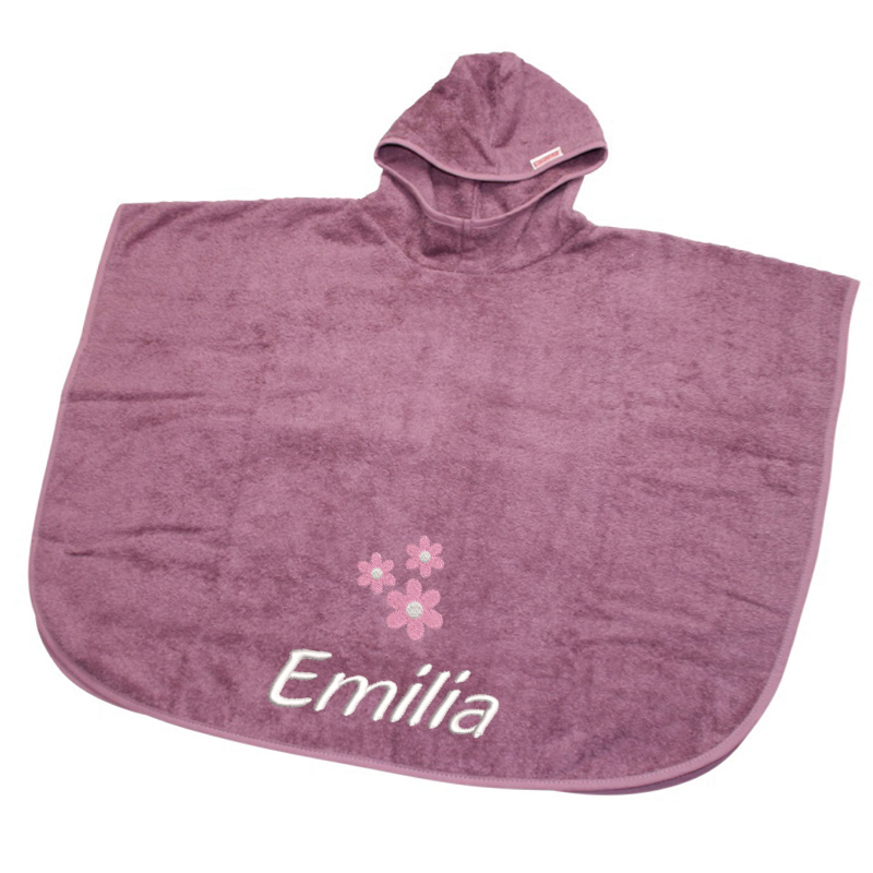 Bathing poncho embroidered with motif and name