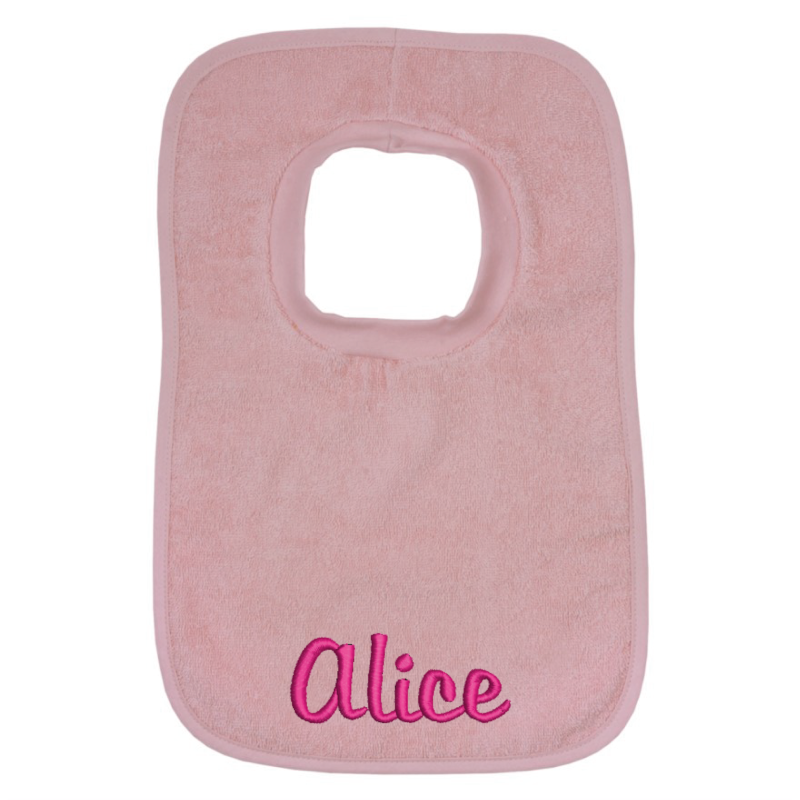 Slip-on bib embroidered with name