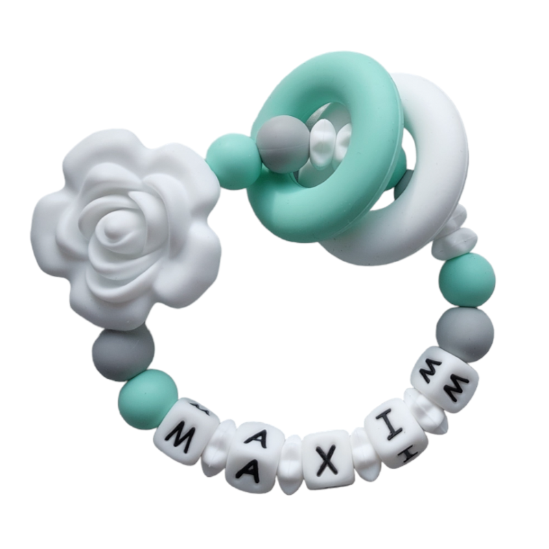 Baby teether rose white:mint