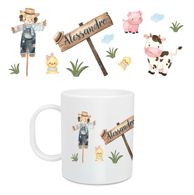 Children&#39;s mug large farm animals