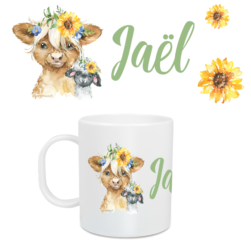 Children&#39;s mug large Highland animals