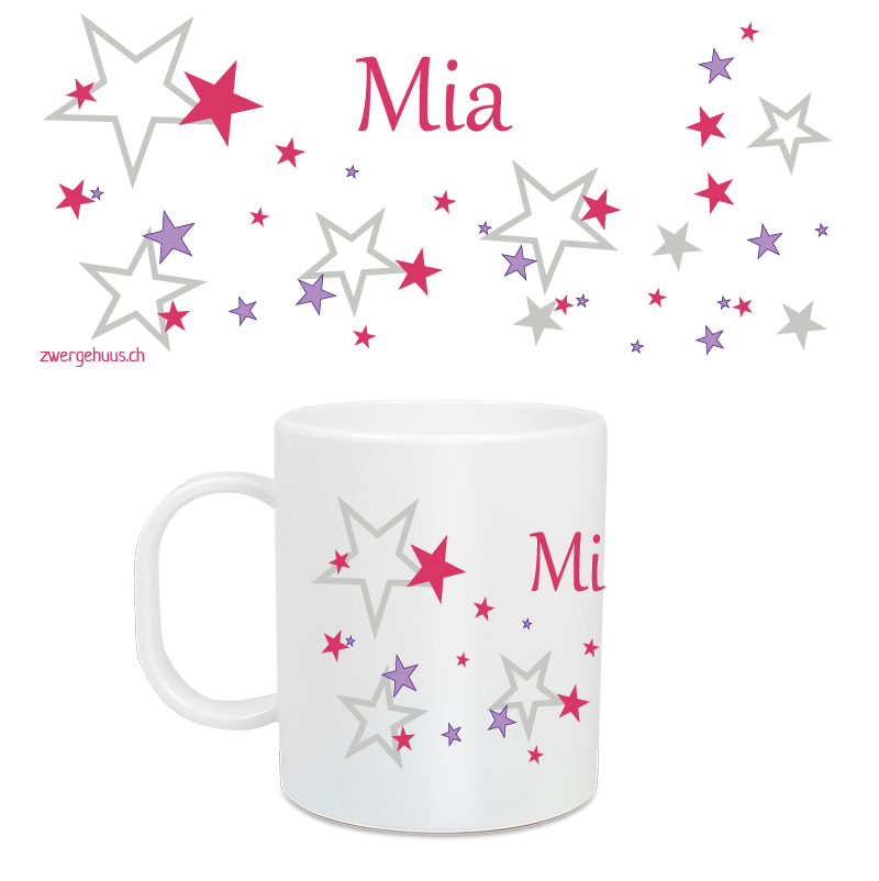 Children&#39;s mug large star pink