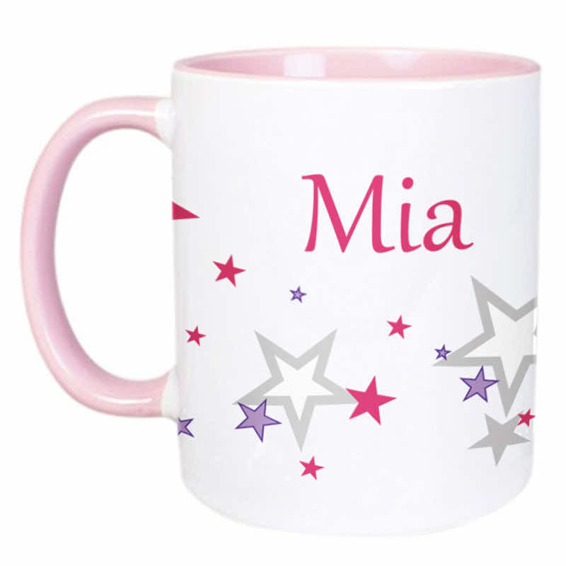 Mug with name star pink