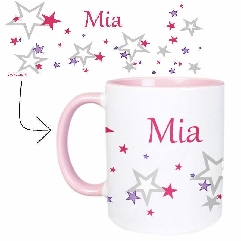 Mug with name star pink