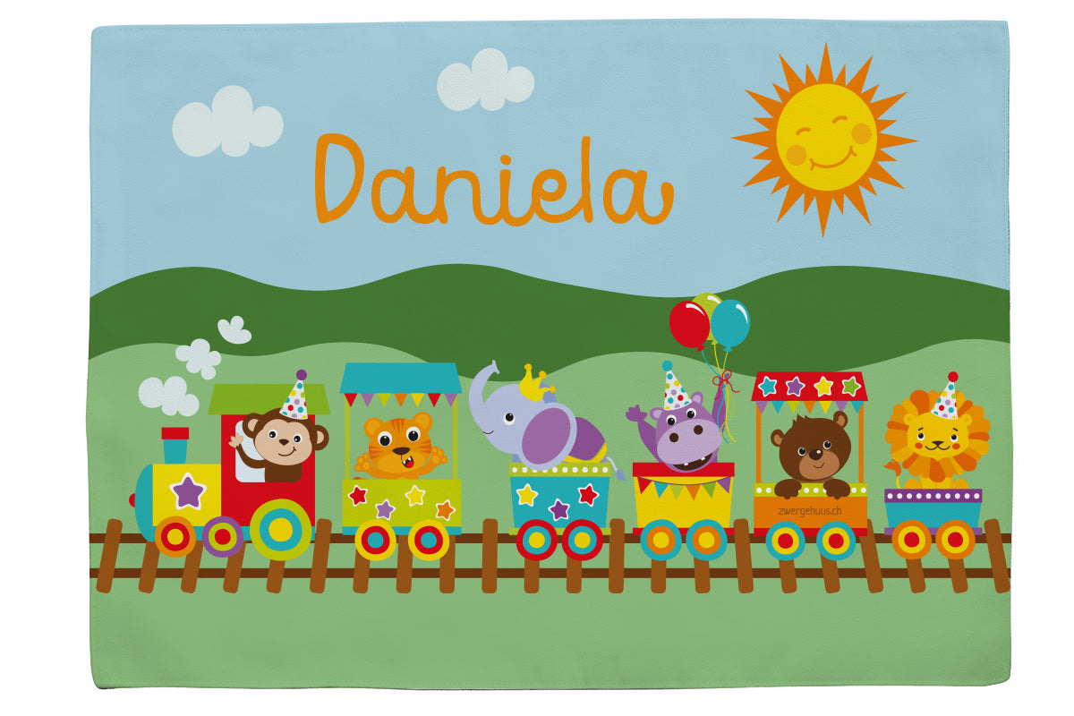 Fabric placemat animal train