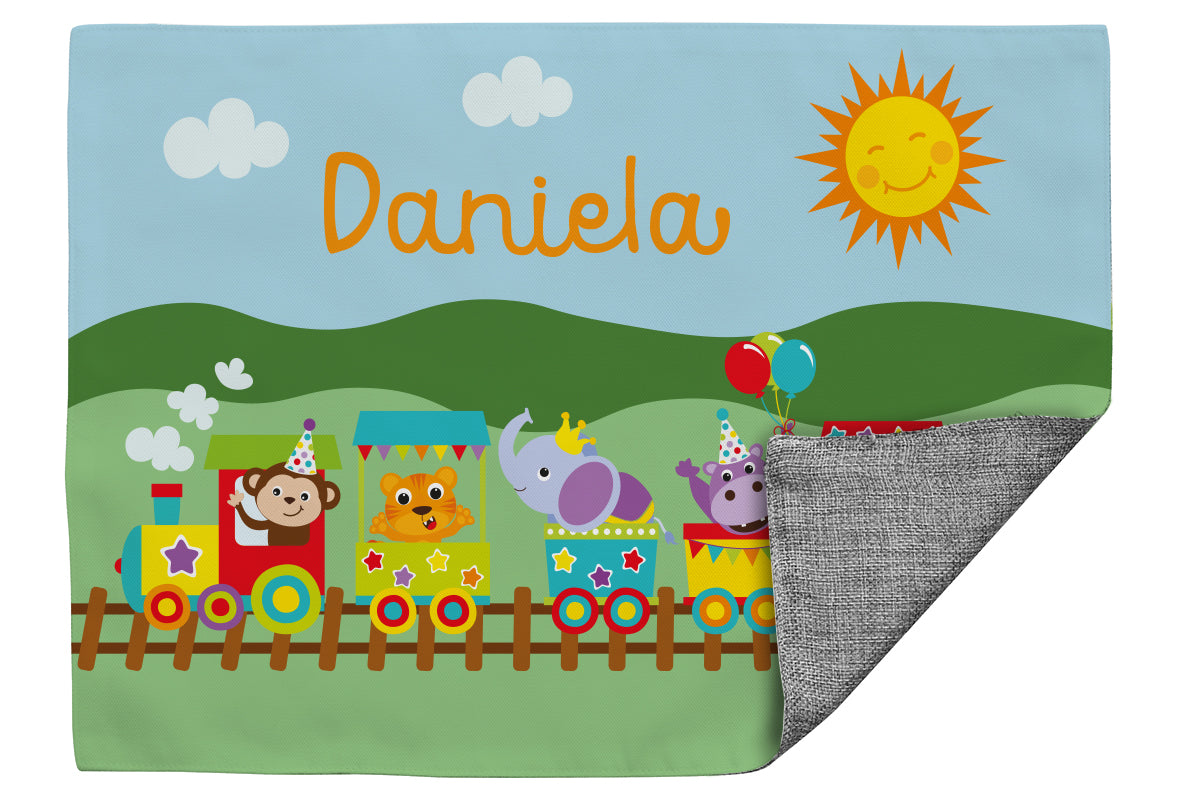 Fabric placemat animal train