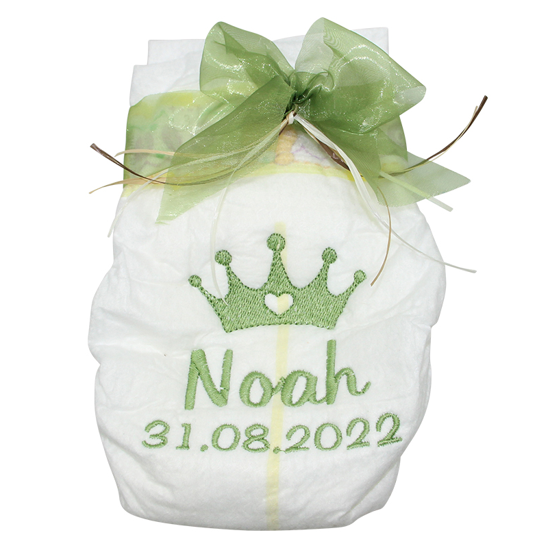Diaper embroidered crown