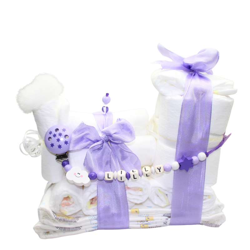 Diaper gift locomotive lilac