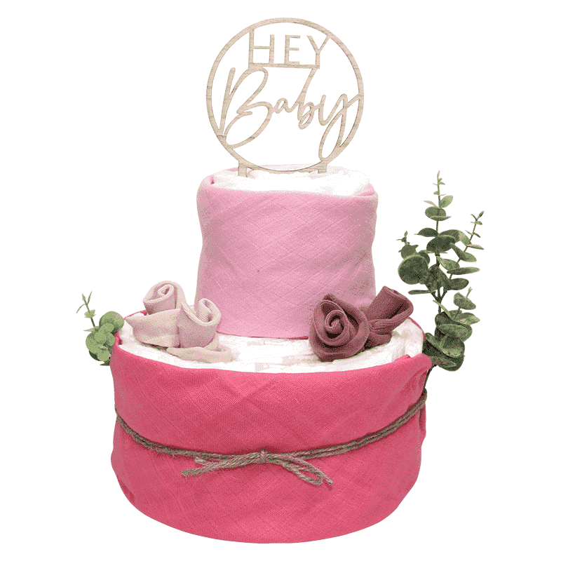 Gâteau de couches bébé rose