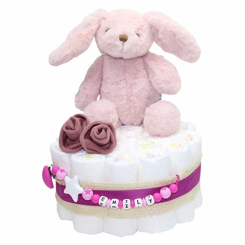 Gâteau de couches lapin rose clair