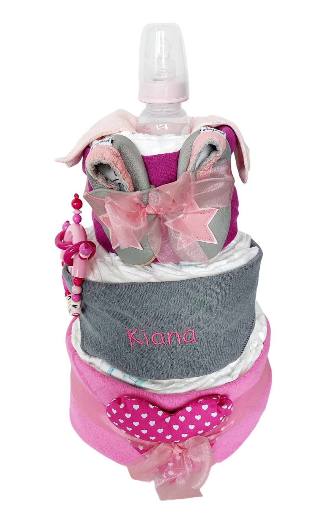 Windeltorte Nuscheli pink:grau