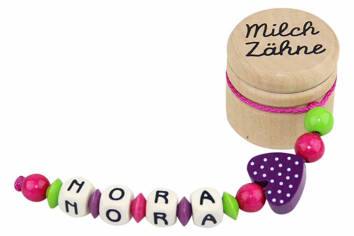 Milk tooth box polka dot heart with name