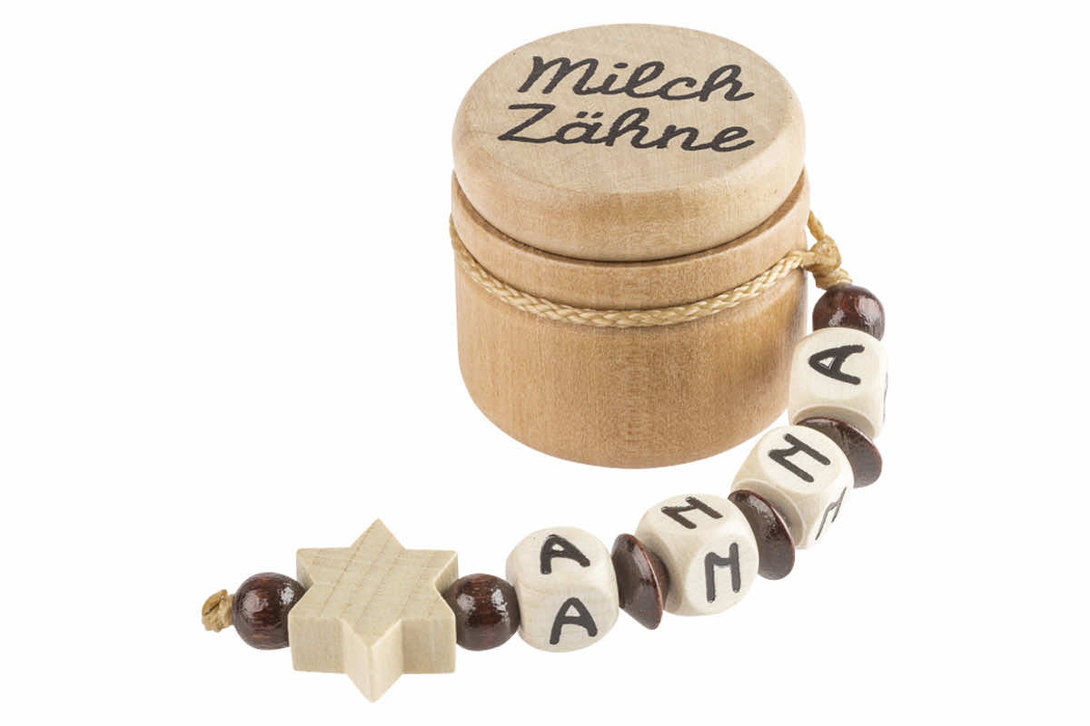 Milk tooth box star brown with name